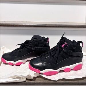 Black and Pink High-Top Sneakers